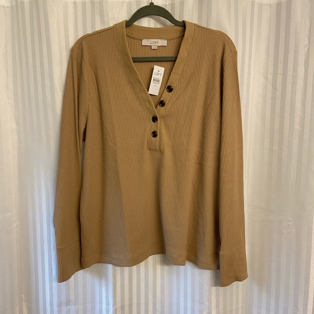 NWT LOFT Tan Long Sleeve Top, XXL